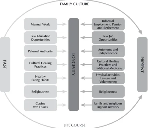 Figure 1 -  Graphical representation of the theoretical model “Building longevity  in the course of life”