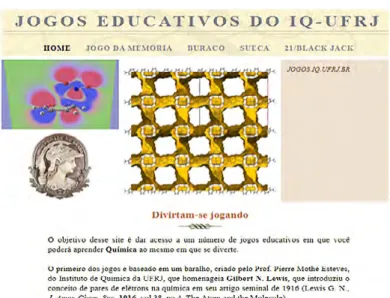 Figura 5: Tela inicial do site Jogos Educativos, do IQ-UFRJ.