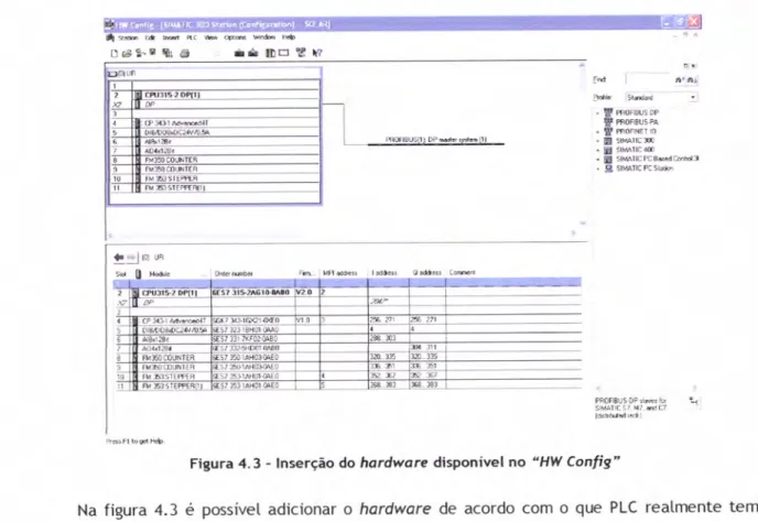 Figura  4.4  -  Ligações do  PLC na  aplicação  uNetPro&#34;  do Simatic Manager