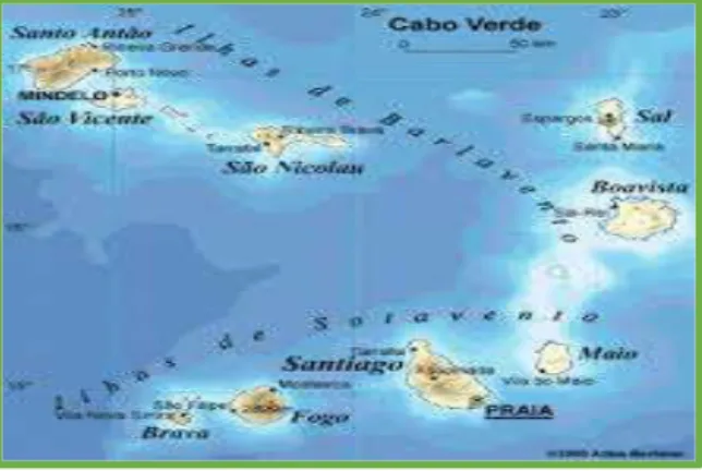 Fig. 2 - Mapa da ilha de Santiago © Fonte: Net 