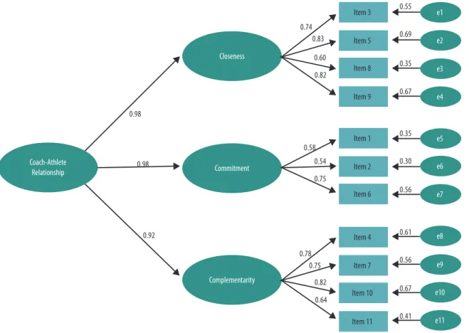 Figure 1. Factor loadings and  item-factor intercorrelations in the second order CART-Q model (M3).
