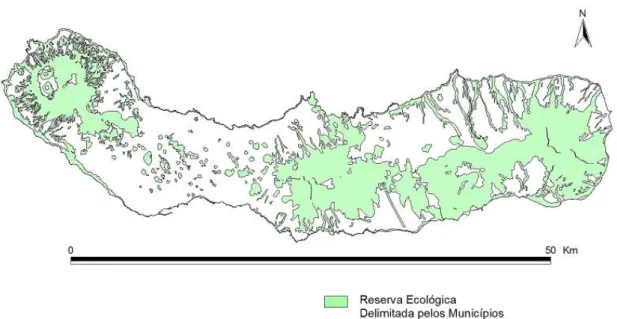 Figura 8 – Delimitação da Reserva Ecológica da Ilha de S. Miguel delimitada pelos Municípios 