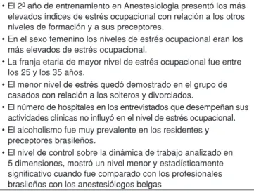 Tabla III – Conclusiones retiradas del Study of Relationship  Among Occupational Stress Level and the Work Conditions:  