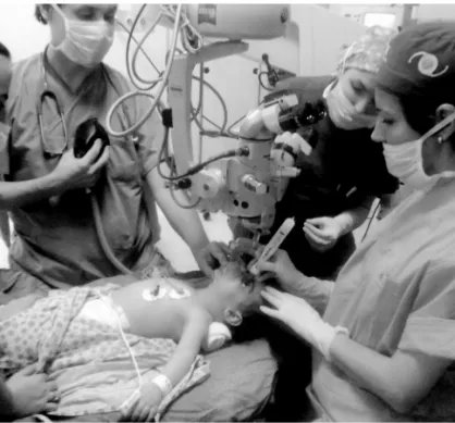 Figure 1 – Inhalational Anesthesia along with Sidewise Mask Venti- Venti-lation during Eye Examination of a Child