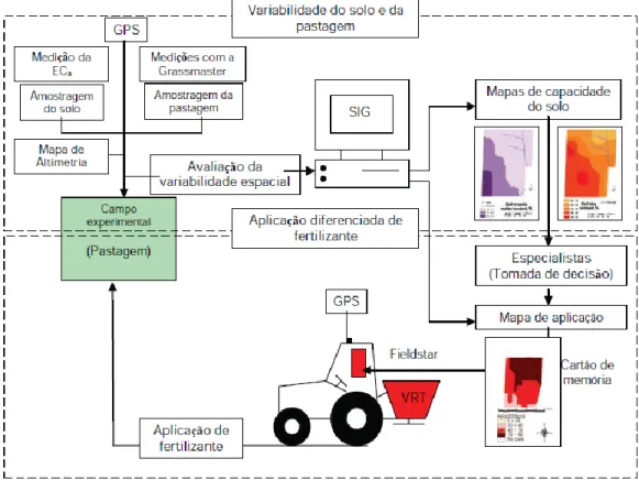 Figura 2. Representação esquemática de um ciclo completo de agricultura de  precisão em pastagens (Serrano et al., 2014a)