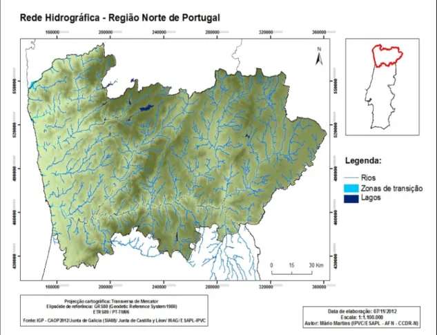 Figura 15- Rede Hidrográfica – Região Norte de Portugal.  