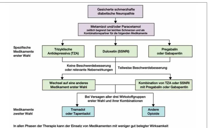 Abbildung 3: Algorithmus zur Behandlung der schmerzhaften diabetischen Neuropathie. Mod