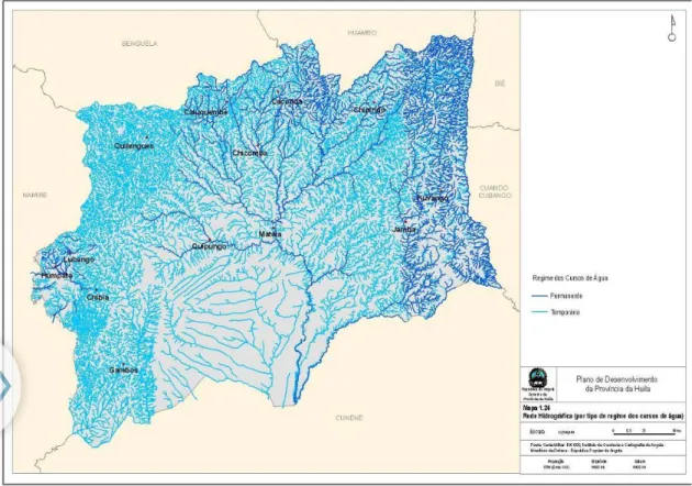 Figura 7 - Bacias hidrográficas da Província da Huíla  Fonte: Plano de Desenvolvimento da Província da Huíla, 2013-2017 