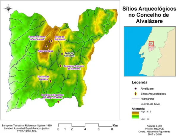 Figura 24 – Localização dos Sítios Arqueológicos no Concelho de Alvaiázere. 
