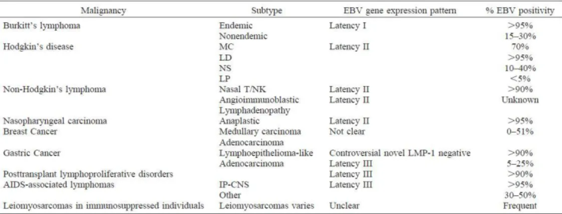 Tabela 2 - Caracterização das malignidades associadas ao EBV* 