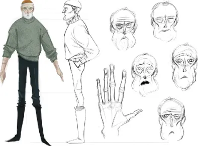 Fig. 12 - Concept final da personagem do pai, pela aluna Sofia Lacerda; 