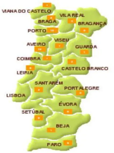 Fig. Nº 1: Distribuição de Centros de Diagnóstico Pneumológico   