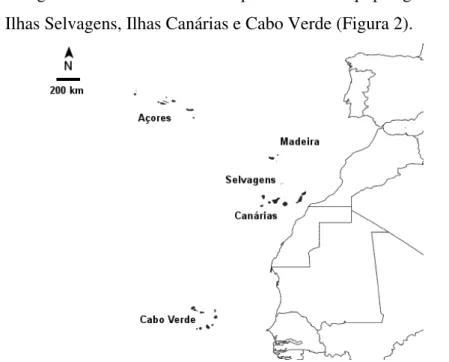 Figura 2 – Mapa da Macaronésia (adaptado de Borges et al., 2008). 