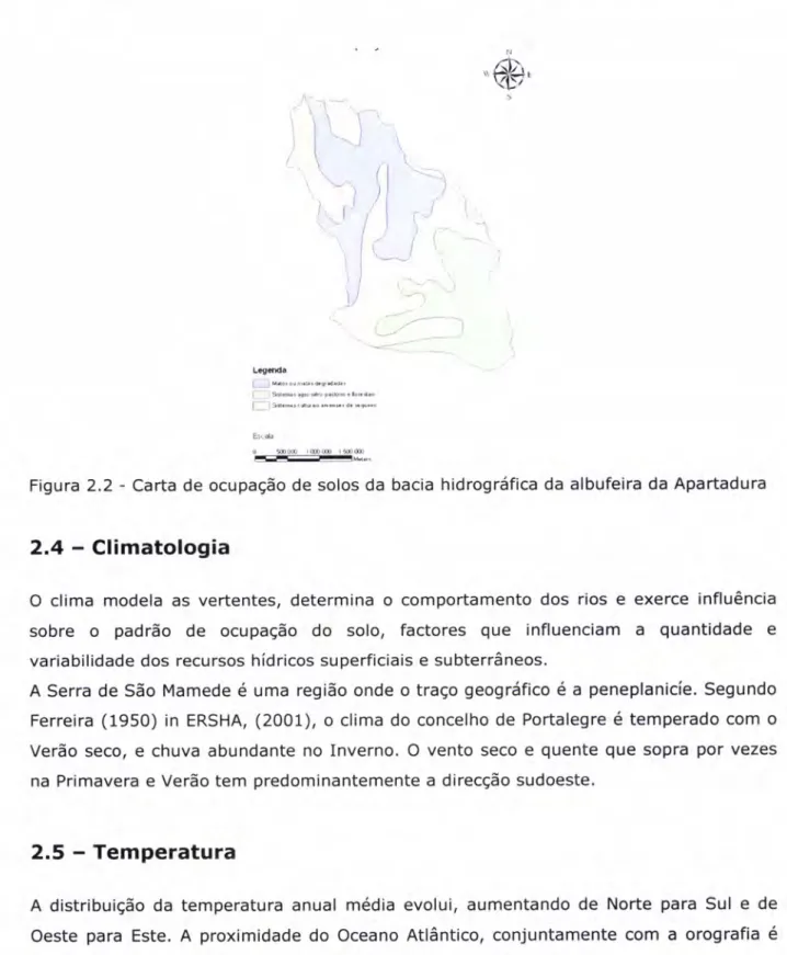 Figura  2.2-  Carta  de  ocupação  de  solos  da  bacia hidrográfica  da albufeira  da Apartadura