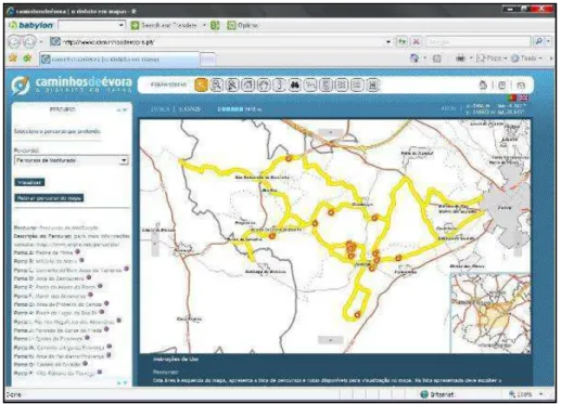 Figura 13. Informação digital do mapa dos Percursos de Monfurado disponíveis no sítio Caminhos de  Évora para download  (www.caminhosdeevora.pt/)