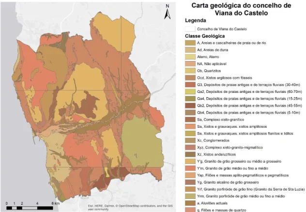 Figura 5.3 - Distribuição Geológica do Concelho de Viana do Castelo.
