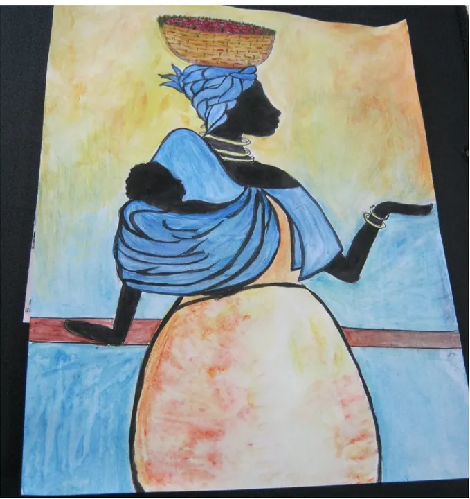 Figura 11. Angolana grávida. Pintura a aguarela (Fátima).  
