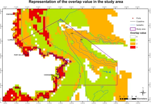 Fig. 2 - Existent key communities in the study area from Cape CreusFig. 1 - Overlap value in the study area from Cape Creus