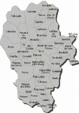 Figura 1: Mapa do concelho de Ponte de Lima 