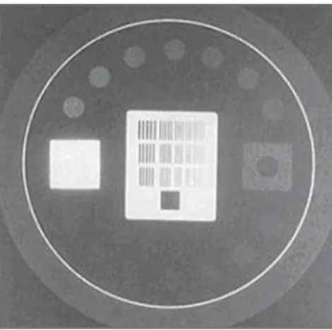 Figure 6. Image from a Leeds test object utilized to evaluate distortion on fluoroscopic equipment monitor screens (6) .