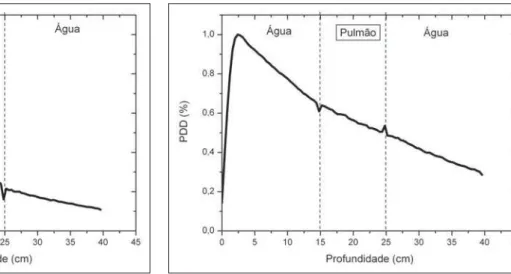 Figure 6. Percentage depth dose curve for the lung heterogeneity case.