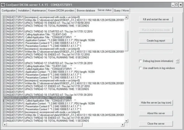 Figure 5. Updated list of study series. K-PACS viewer query interface. On the highlighted area, three new processed images series after the CAD-PACS integration process completion.
