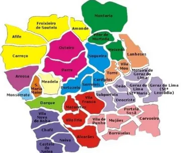 Figura 1 . Mapa das freguesias de  Viana do Castelo