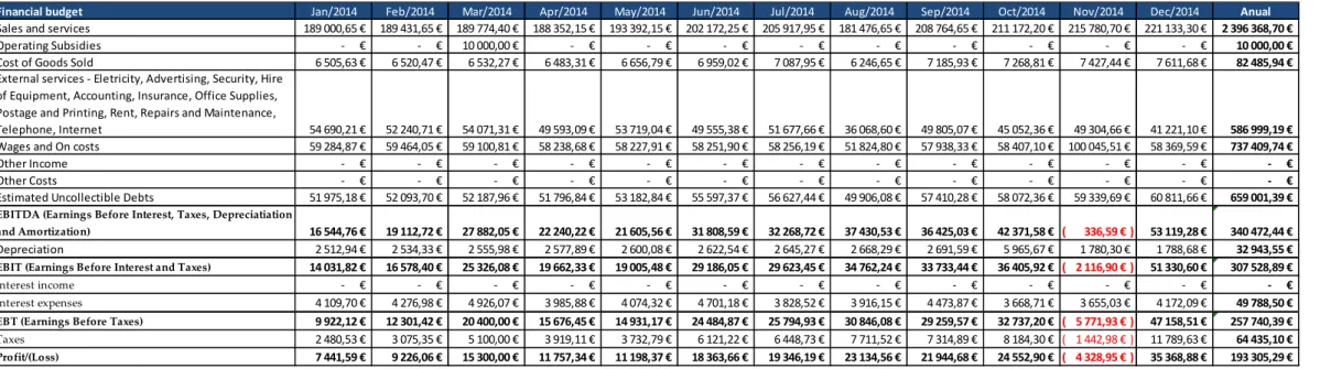 Table 4.Financial Budget – proposed budget 