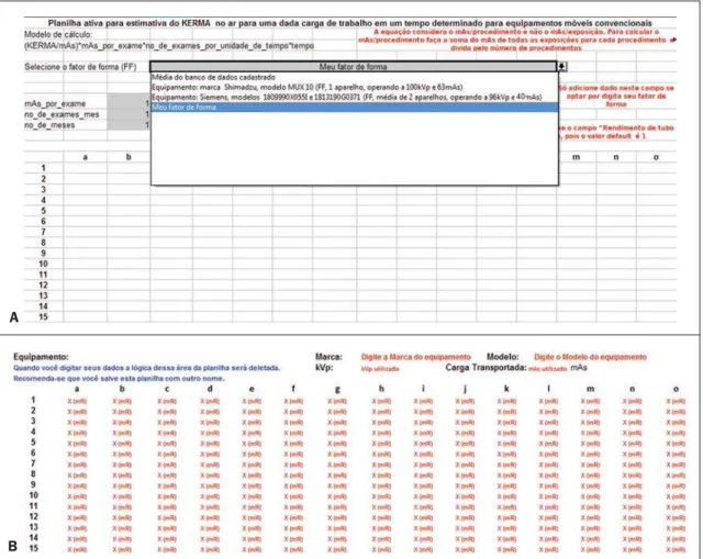 Figure 3. Selection of the customized mode (A) by means of the option “My shape factor”, and (B) personalized data input area (fields with red letters).