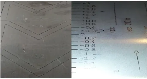 Figura 1.4. Primeiras amostras, peças cortados para efetuar calibração do ponto focal 