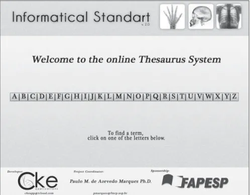 Figure 1. Initial index screen, with the terms entry index itself and general information on the system.
