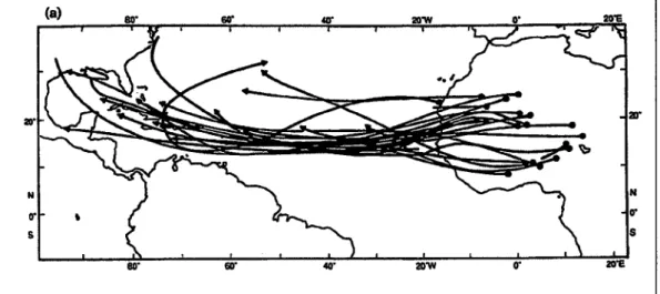 Figura  í.6  Trajectórias  das ondas  de  leste  de Agosto  a Setembro  de  í985  (Reed  et