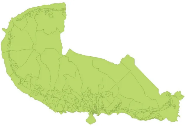Figura 4. Mapa da ilha Terceira com identificação da cidade de Angra do Heroísmo (Adaptado  de Qgis 2.12.2)