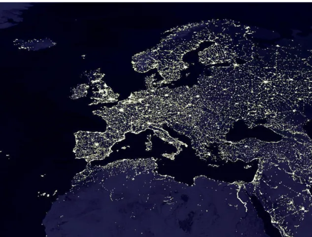 Figura 3 Imagem da iluminação excessiva no continente Europeu Fonte: http://www.nasa.gov/