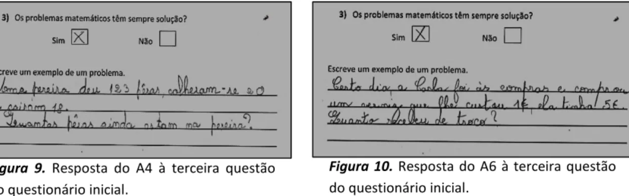 Figura 11. Resposta do A8 à terceira questão do questionário inicial. 