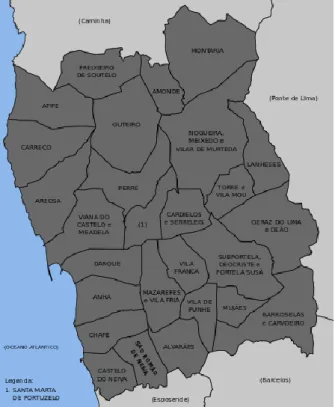 Figura 1 – Freguesias do concelho de Viana do Castelo  após reorganização administrativa de 2013