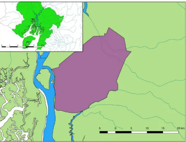 Figure 9: Map of surveyed Area during the ‘Yaguachi Project’. (Based on Delgado-Espinoza 2002)