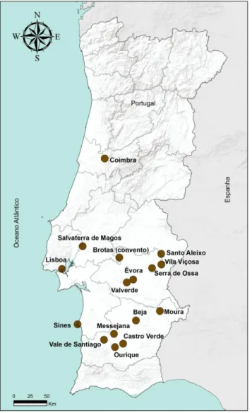 Figura 1. Localização das cartas escritas por Cenáculo 