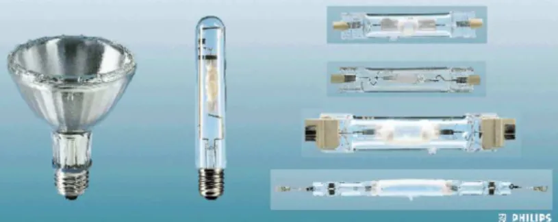 Figura 2.11 – Diferentes formas de lâmpadas de vapor de iodetos metálicos [9]. 