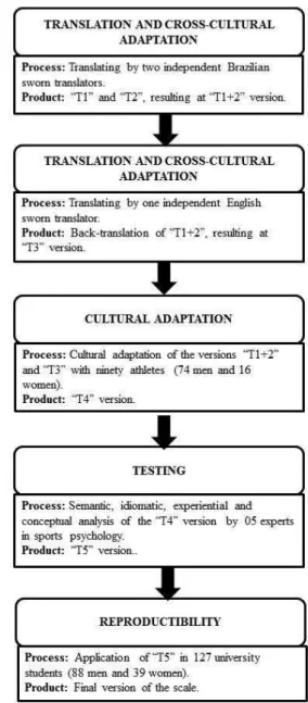 Figure 1. Methodological steps for translating, adapting and validat- validat-ing the AIMS