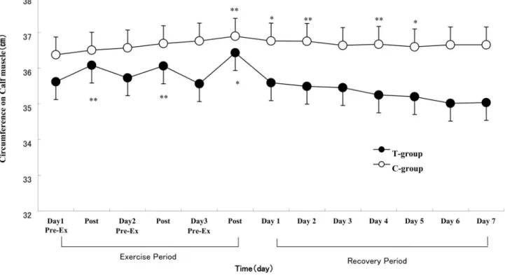 Figure 4 - Changes in perceived pain scale for 3 days of exercise period and 7 days of recovery period