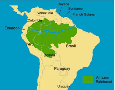 Figure 1 - A map of the Amazonian region (courtesy of www.peru-explorer.com)