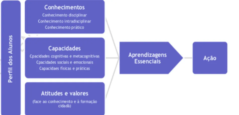 Figura 6 - Aprendizagens essenciais – síntese. (Roldão, Peralta, &amp; Martins, 2017, p
