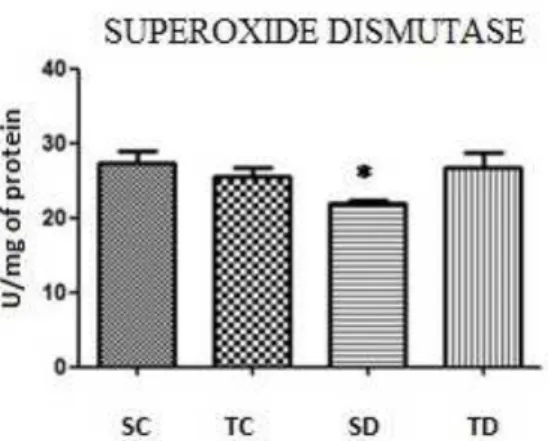 Figure  4.  Activity  of  superoxide  dismutase  enzyme  in  animals  belonging  to  the  groups: 
