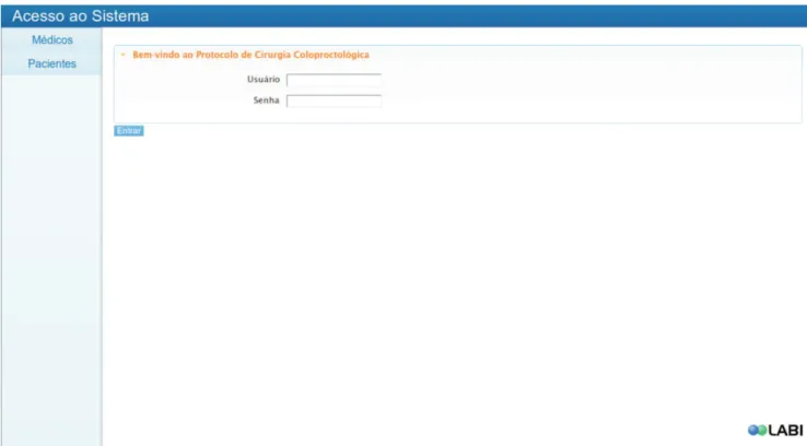 Figure 4. Screen to access the system.
