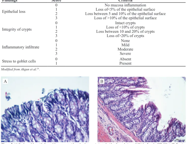 Table 1.  Variables used in the classiication of the inlammatory histological score.