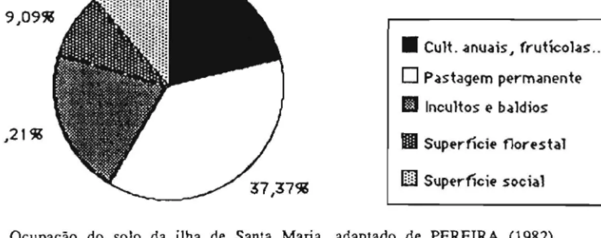 Figura  2- Qcupa~ao  do  solo  da  ilha  de  Santa  Maria.  adaptado  de  PEREIRA  (1982)