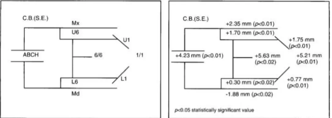 Figura 4. Representação das alterações cefalométricas do estudo de Nartallo-Turley (1998)