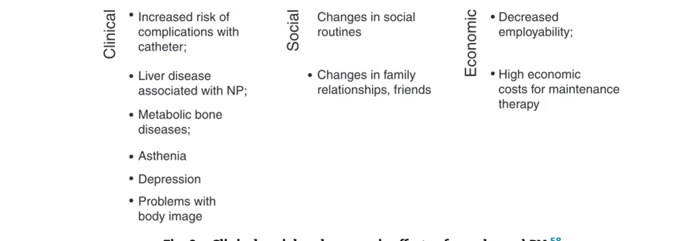 Fig. 2 – Clinical social and economic effects of a prolonged PN. 58