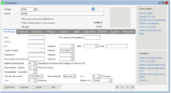 Figura 3 - Ficha do funcionário 